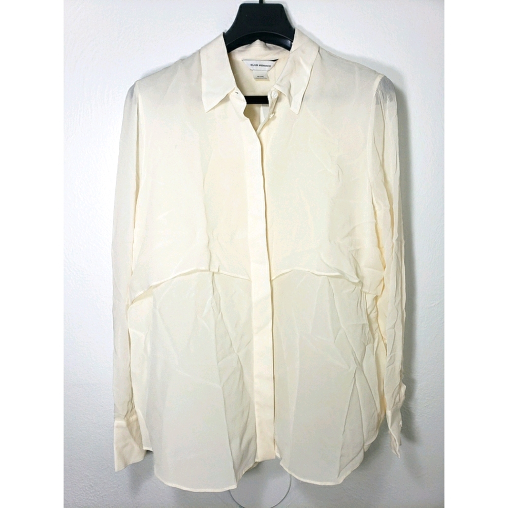 Club Monaco BURNEE silk ivory long sleeve blouse